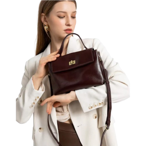 Sac Élégance - Bordeaux & Cuir de vache lisse