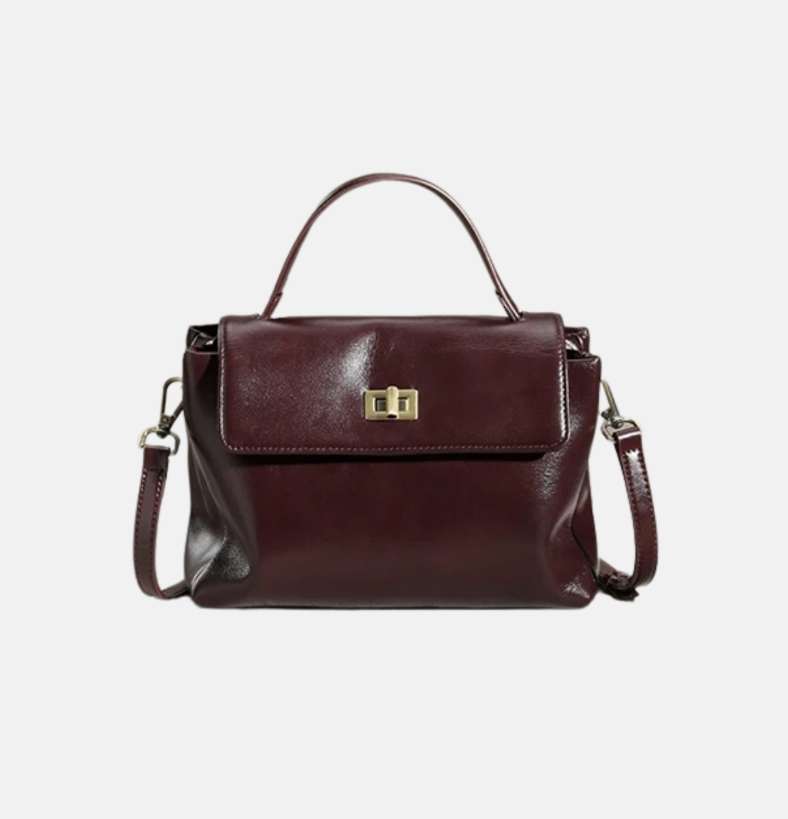 Sac Élégance - Bordeaux & Cuir de vache lisse