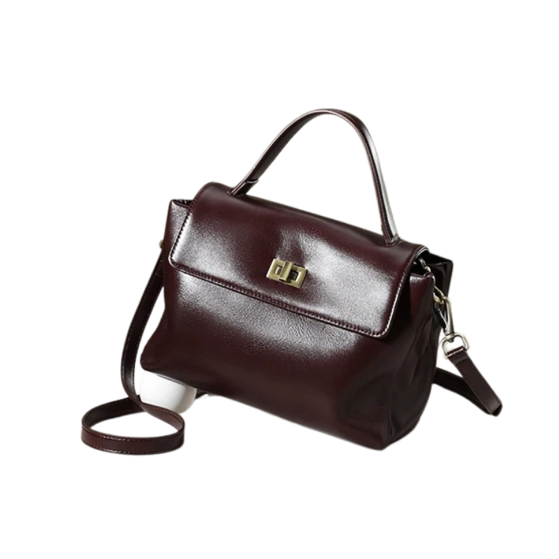 Sac Élégance - Bordeaux & Cuir de vache lisse
