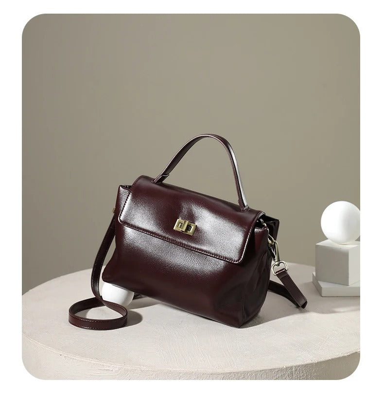 Sac Élégance - Bordeaux & Cuir de vache lisse